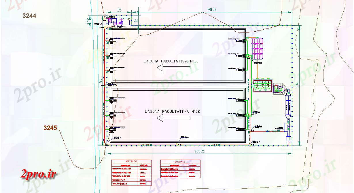 دانلود نقشه جزئیات لوله کشی فاضلاب توپوگرافی  طرحی سیستم (کد80662)