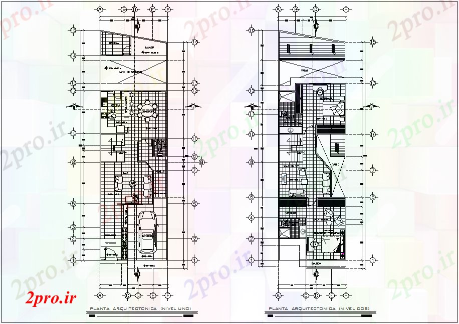 دانلود نقشه مسکونی ، ویلایی ، آپارتمان اولین و طرحی طبقه دوم محل اقامت خانواده با معماری 6 در 16 متر (کد80682)
