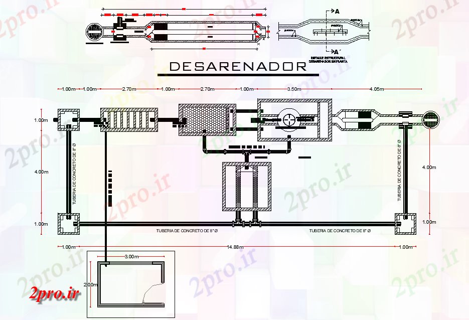 دانلود نقشه جزئیات لوله کشی تصفیه آب کارخانه  (کد80699)