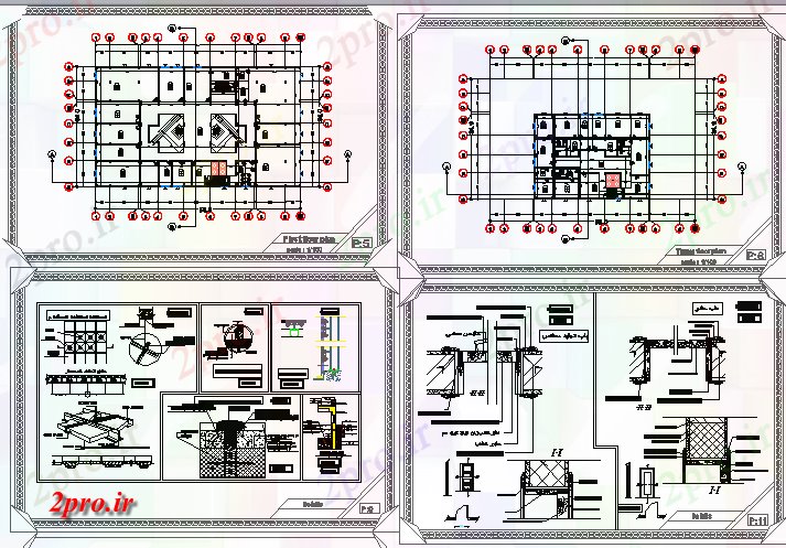 دانلود نقشه ساختمان اداری - تجاری - صنعتی دفتر و معماری ساختمان تجاری جزئیات 34 در 58 متر (کد80714)