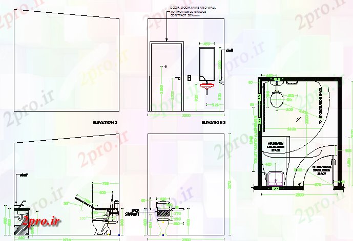 دانلود نقشه بلوک حمام و توالتجزئیات نصب و راه اندازی بهداشتی دفتر فروش ماژول (کد80719)