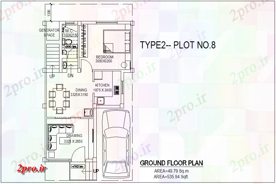 دانلود نقشه خانه های کوچک ، نگهبانی ، سازمانی - نوع NO8 2 طرحی با نظر مساحت طبقه همکف خانه های ویلایی با نمای معماری 8 در 23 متر (کد80728)