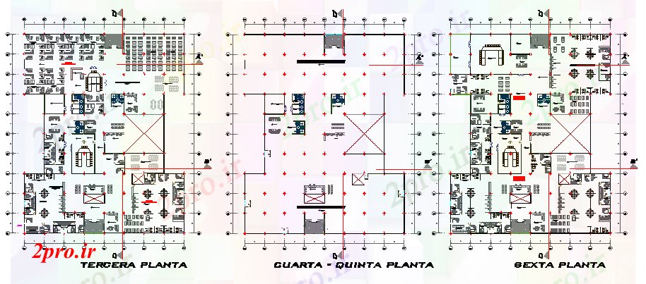دانلود نقشه ساختمان دولتی ، سازمانی اول، دوم و طرحی تراس جزئیات طرحی دولت منطقه ای های اداری 33 در 41 متر (کد80730)