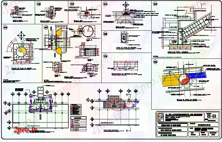 دانلود نقشه جزئیات ساخت و ساز راه پله و ساخت و ساز از نظر دولت منطقه  دفتر  (کد80733)