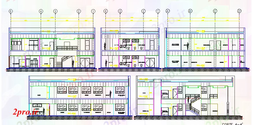 دانلود نقشه ساختمان دولتی ، سازمانی همه طرفه فرم دولت خدمات به مشتریان مرکز 19 در 22 متر (کد80750)