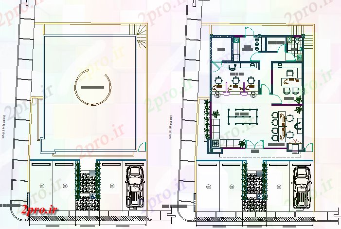 دانلود نقشه بانک ها جزئیات طرحی طبقه همکف بانک در شعبه دفتر 9 در 11 متر (کد80762)