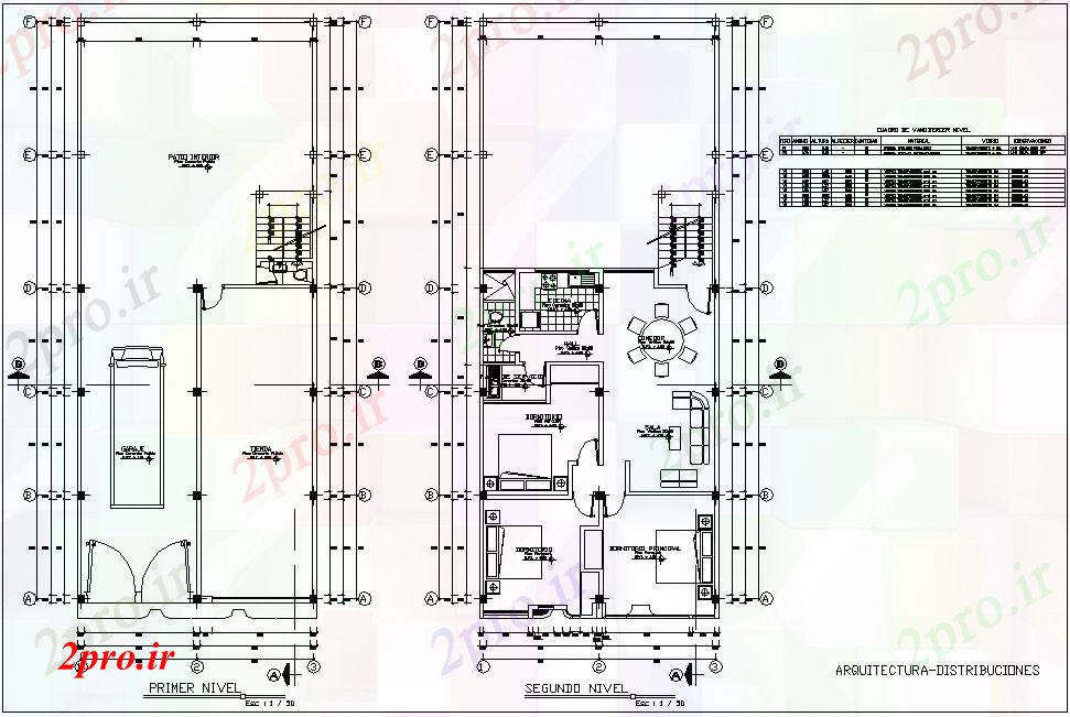 دانلود نقشه مسکونی ، ویلایی ، آپارتمان اول و دوم طرحی طبقه در نظر مسکن چهار سطح با نمای معماری 9 در 13 متر (کد80774)
