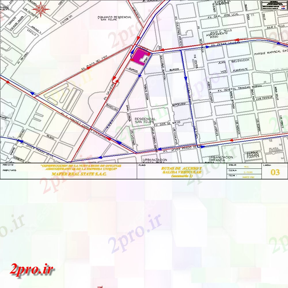 دانلود نقشه ساختمان اداری - تجاری - صنعتی جزئیات طرحی سایت با نقشه ترافیک دفاتر منحصر به فرد (کد80819)