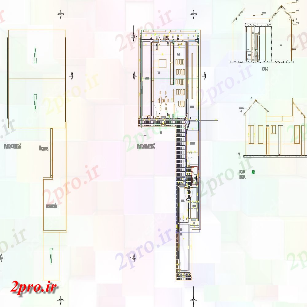 دانلود نقشه باشگاه باشگاه نما خانه، بخش و طراحی جزئیات 18 در 19 متر (کد80827)