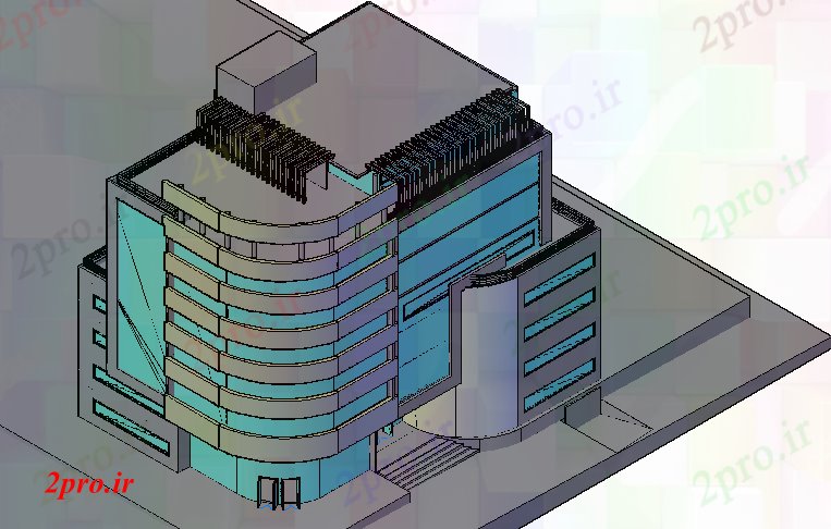 دانلود نقشه ساختمان اداری - تجاری - صنعتی طراحی تریدی از چند طبقه دفتر شرکت ساخت و ساز (کد80829)