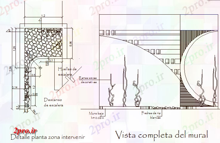 دانلود نقشه ساختمان اداری - تجاری - صنعتی دفتر ورودی Muralspa ساخت راه پله فرود (کد80833)
