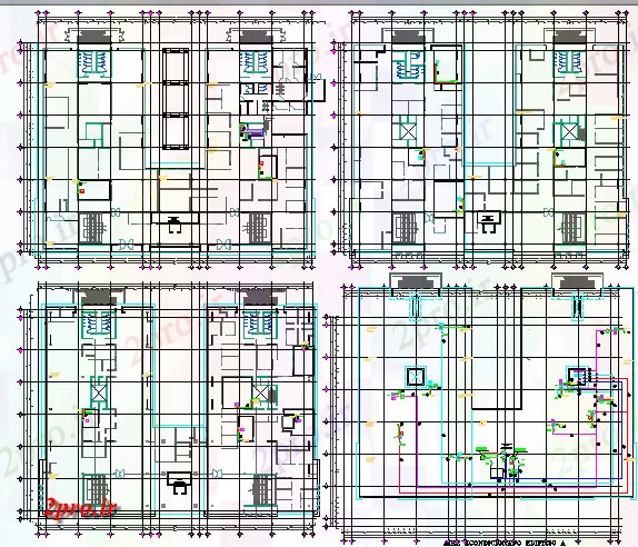 دانلود نقشه ساختمان مرتفعطرحی چند منظوره آپارتمان طبقه ساختمان جزئیات 47 در 62 متر (کد80837)