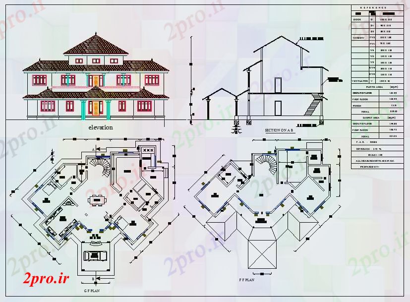 دانلود نقشه مسکونی ، ویلایی ، آپارتمان طرحی ویلا 4 BHK 13 در 18 متر (کد80878)