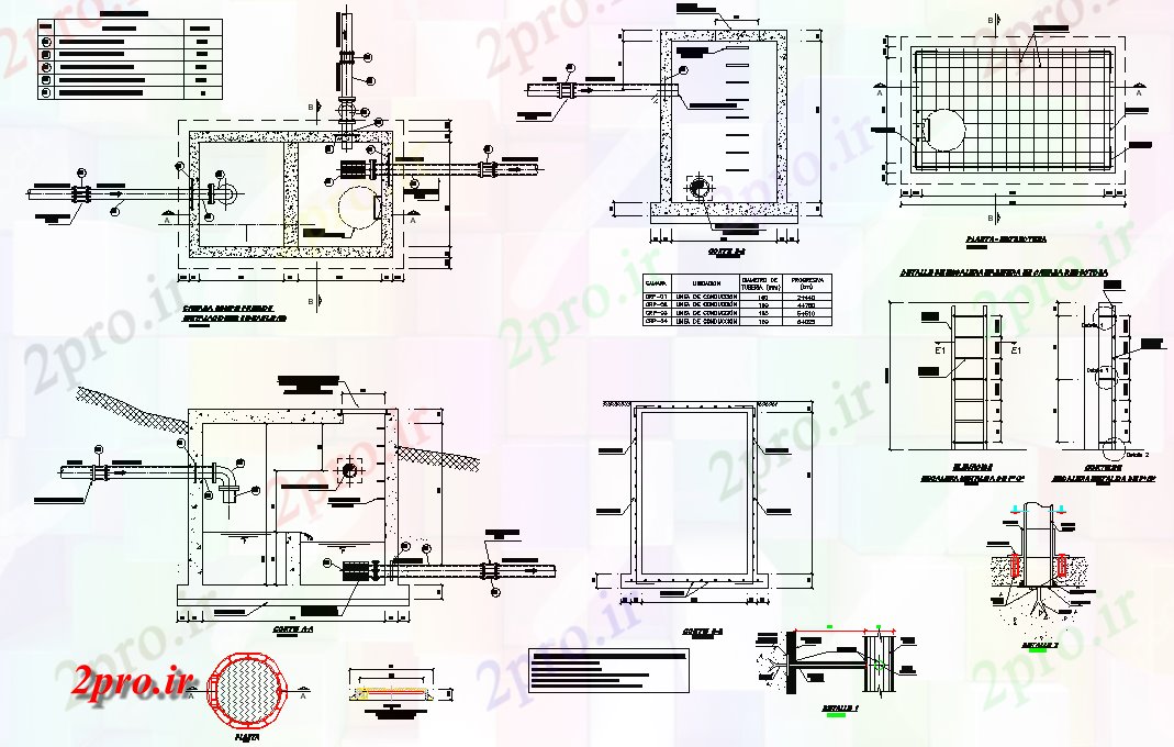 دانلود نقشه جزئیات ساخت و ساز طرحی مخزن و بخش  acd (کد80879)