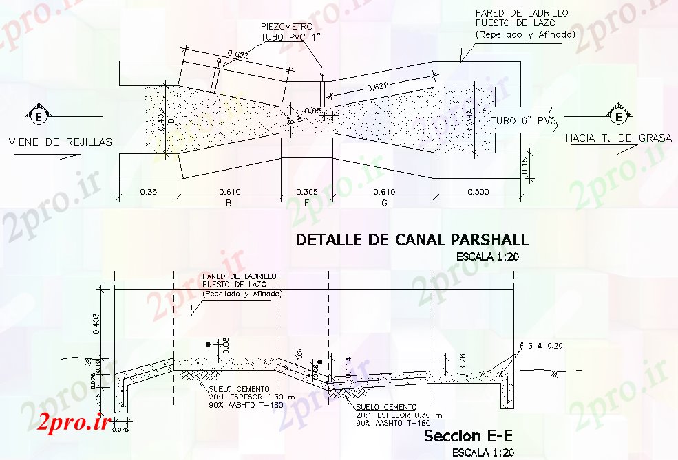 دانلود نقشه جزئیات ساخت و ساز جزئیات طرحی کانال پارشال و بخش (کد80886)