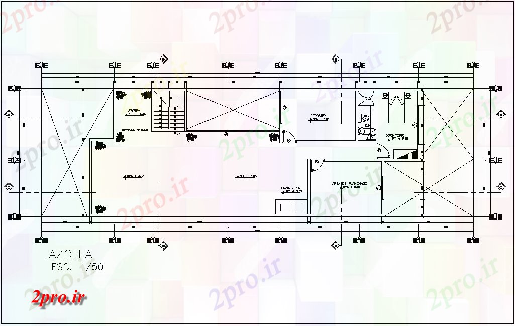 دانلود نقشه مسکونی ، ویلایی ، آپارتمان طرحی سقف با نظر معماری خانه 7 در 20 متر (کد80890)