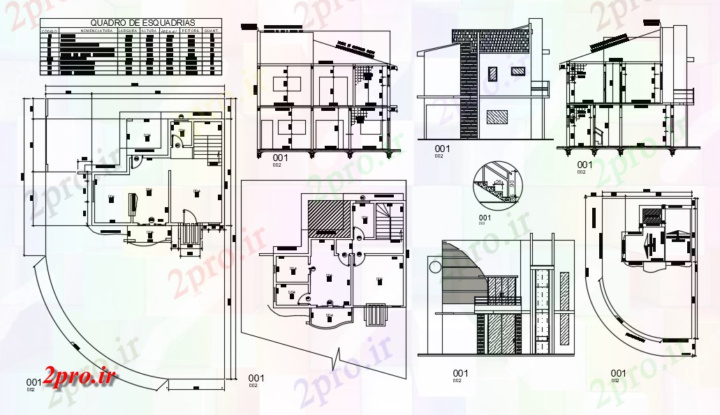 دانلود نقشه مسکونی ، ویلایی ، آپارتمان طرح، نما و بخش از منطقه مسکونی با معماری 7 در 9 متر (کد80914)