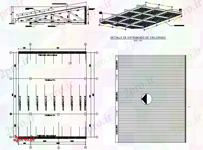 دانلود نقشه جزئیات ساخت و ساز طرحی سقف و بخش  چیدمان (کد81055)