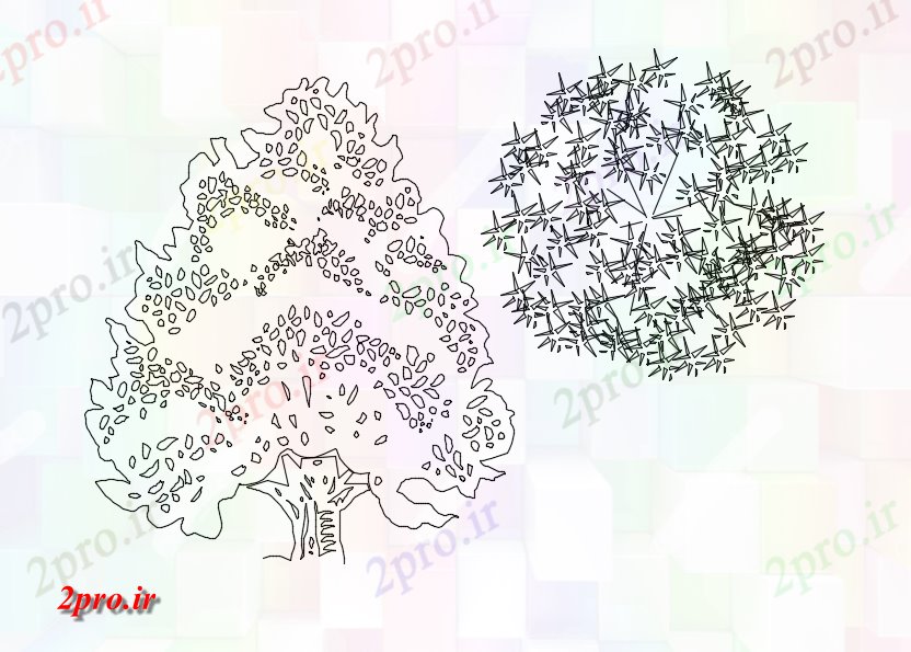 دانلود نقشه بلوک ، آرام ، نماد طرحی و نما درخت بلوک    (کد81060)