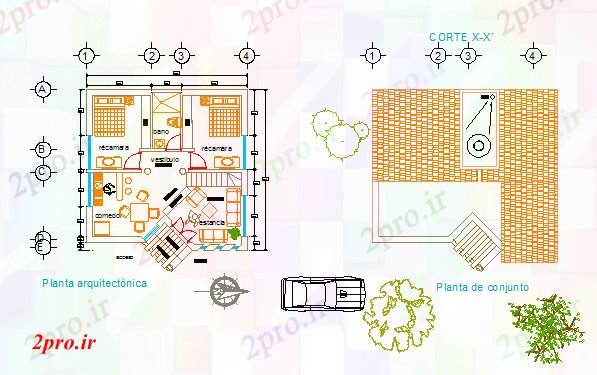 دانلود نقشه مسکونی ، ویلایی ، آپارتمان طراحی طرحی معماری طراحی خانه خانواده 8 در 8 متر (کد81111)