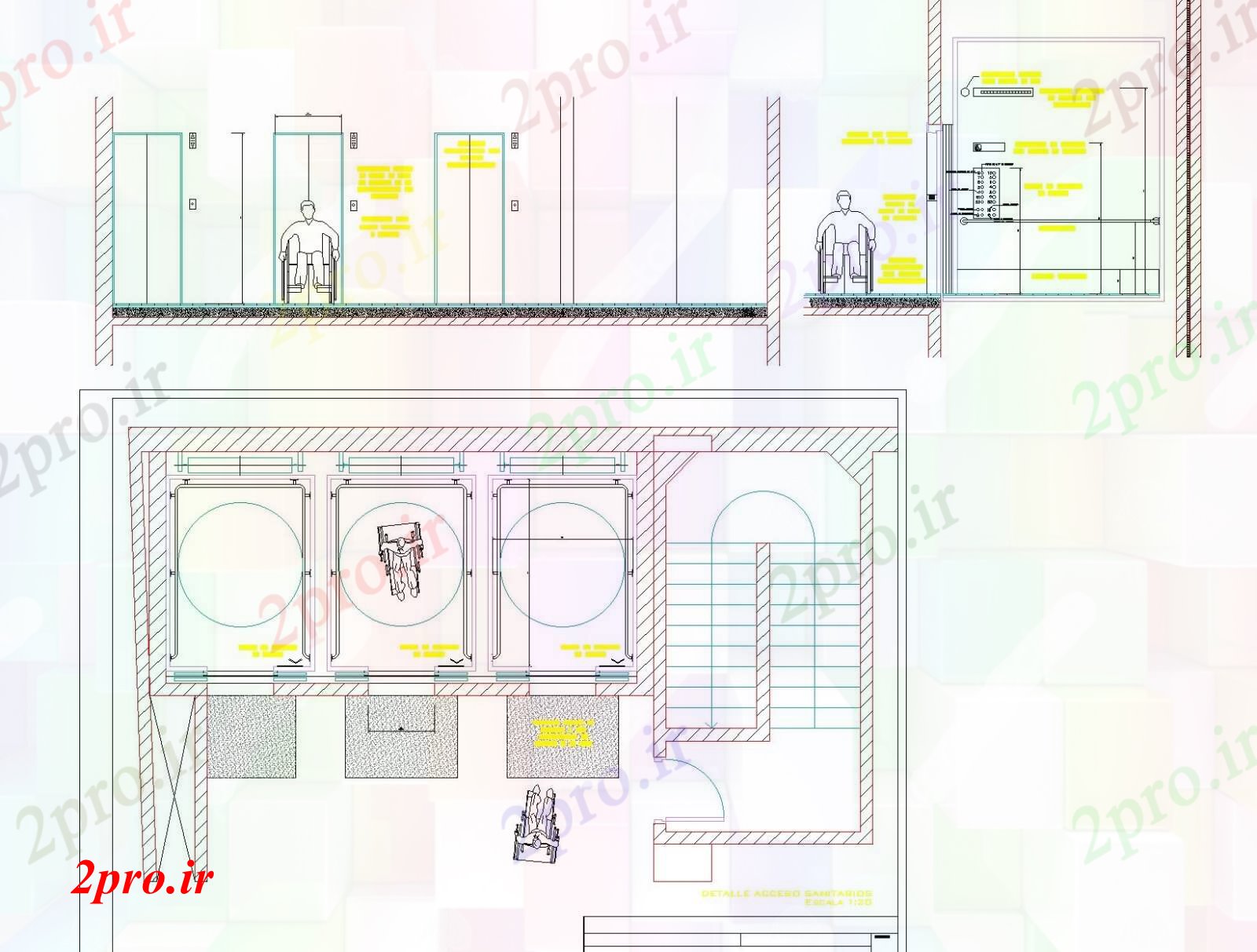 دانلود نقشه جزئیات ساخت و ساز آسانسور قابل دسترس بخش گیاهی  چیدمان (کد81198)