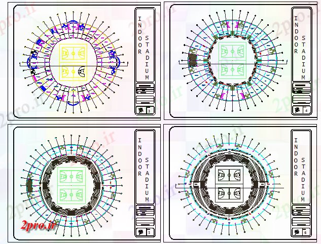 دانلود نقشه ورزشگاه ، سالن ورزش ، باشگاه ورزشی معماری ورزشگاه پروژه 85 در 97 متر (کد81267)