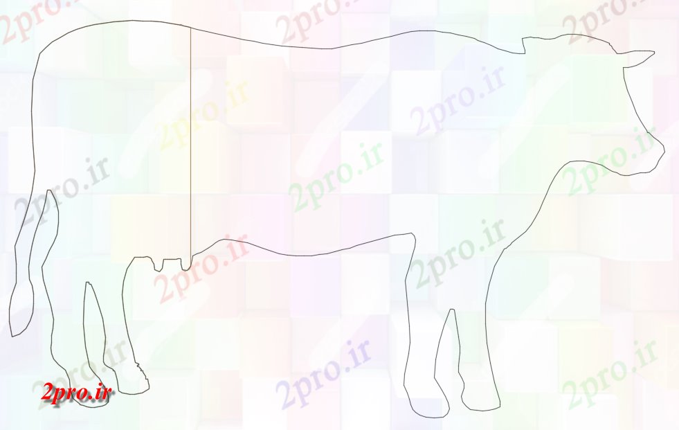 دانلود نقشه بلوک حیوانات گاو معمولی مقابل بلوک (کد81281)