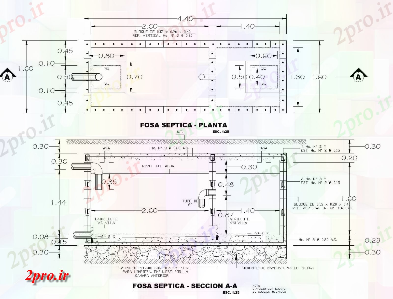 دانلود نقشه جزئیات ساخت و ساز طرحی قبر سپتیک و بخش  acd (کد81289)