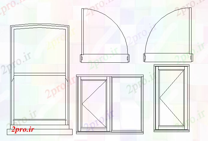 دانلود نقشه جزئیات طراحی در و پنجره  بلوک های  از پنجره پویا و درب  (کد81330)