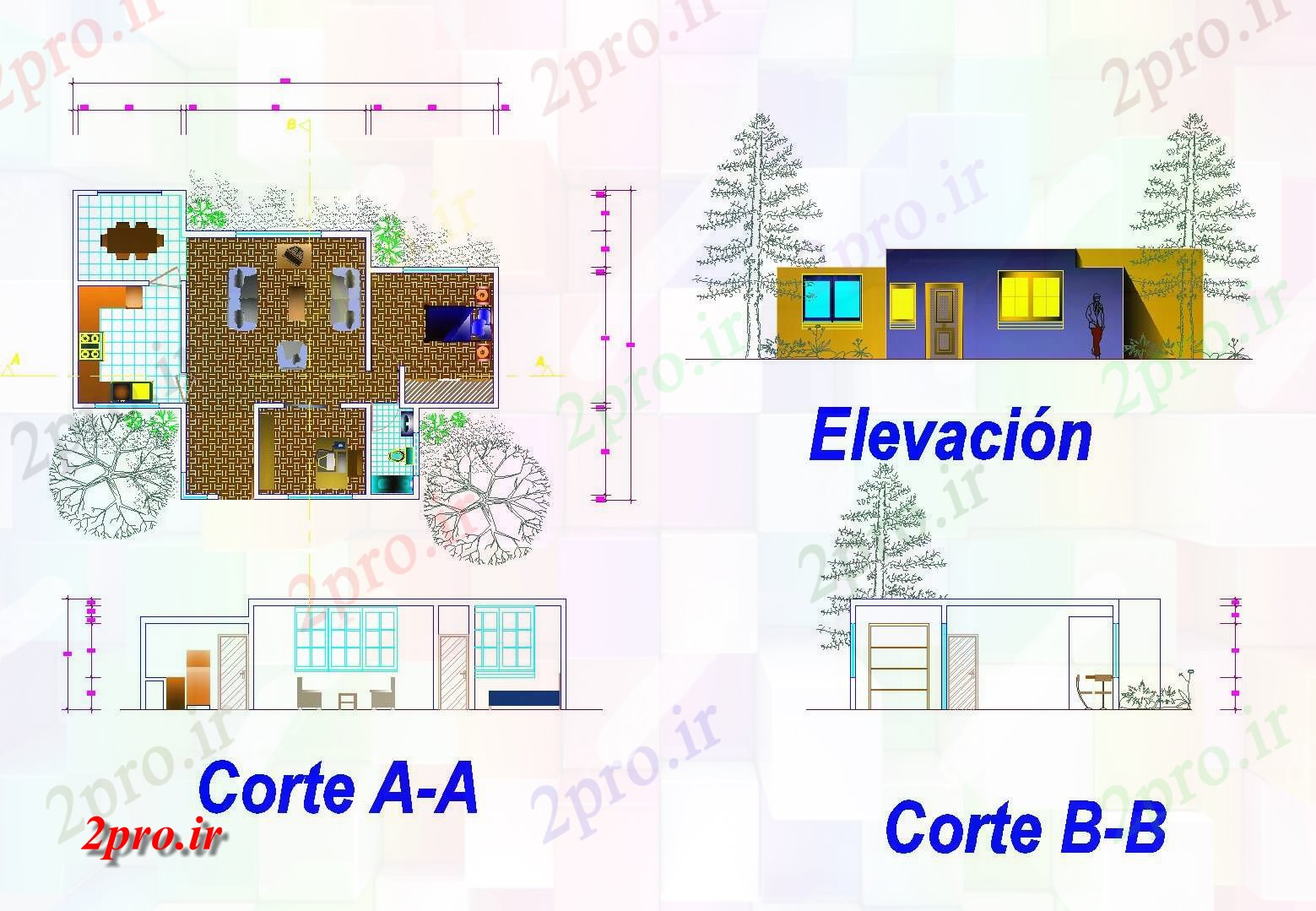 دانلود نقشه مسکونی ، ویلایی ، آپارتمان خانه برای خانواده تک 8 در 12 متر (کد81340)