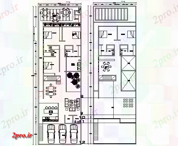 دانلود نقشه خانه مسکونی ، ویلاخانه filoe طرحی t 11 در 34 متر (کد81352)
