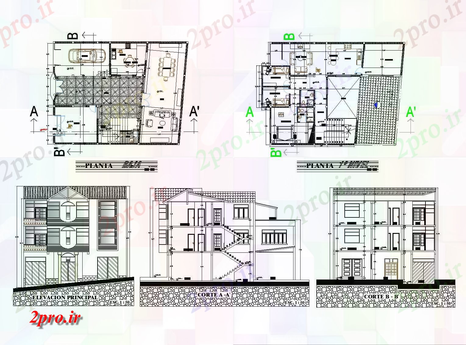دانلود نقشه مسکونی ، ویلایی ، آپارتمان خانه سه کارخانه acd 12 در 16 متر (کد81354)