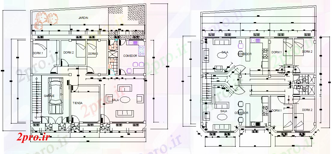 دانلود نقشه خانه مسکونی ، ویلاخانواده طرحی مسکن 9 در 12 متر (کد81363)
