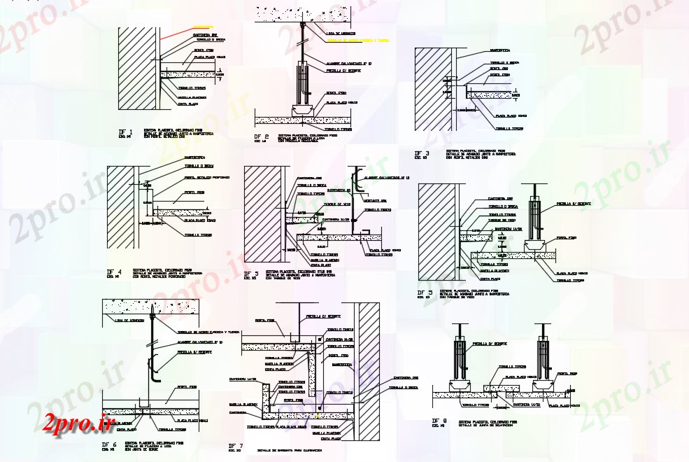 دانلود نقشه جزئیات ساختار سقف های کاذب جزئیات مونتاژ با ساختار   (کد81380)