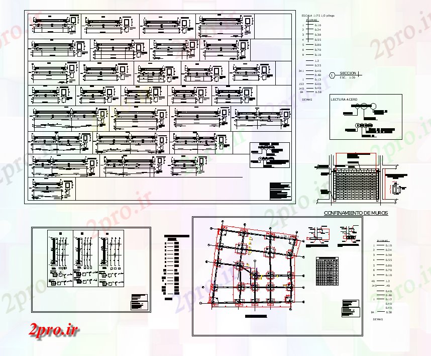 دانلود نقشه ساختمان اداری - تجاری - صنعتی مرکز خرید و هتل جزئیات ساختاری 22 در 23 متر (کد81406)