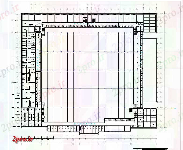 دانلود نقشه ساختمان اداری - تجاری - صنعتی بازار تجهیز طراحی 97 در 115 متر (کد81407)