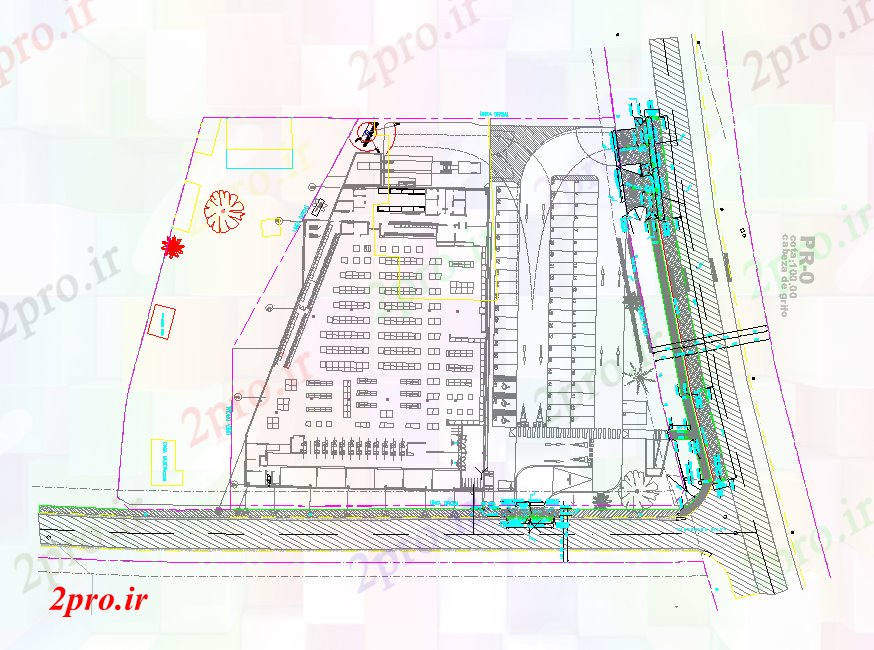دانلود نقشه ساختمان اداری - تجاری - صنعتی دسترسی به بازار فوق العاده 50 در 64 متر (کد81421)