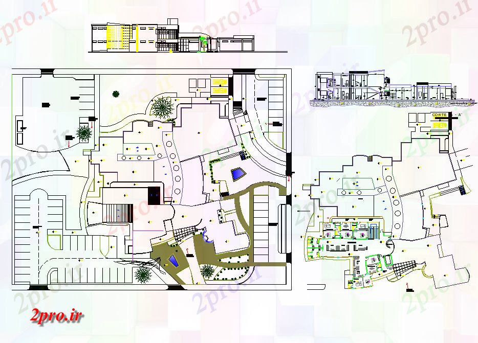 دانلود نقشه ساختمان اداری - تجاری - صنعتی طرحی بازارهای مواد غذایی و نما چیدمان 48 در 54 متر (کد81424)