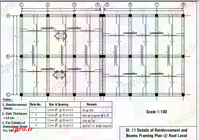 دانلود نقشه جزئیات تیر جزئیات تیرها و دال تقویت در سقف سطح (کد81438)
