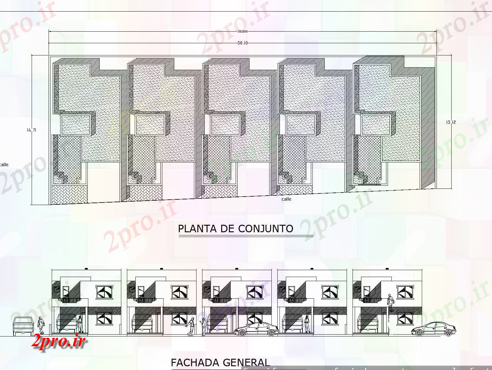 دانلود نقشه مسکونی ، ویلایی ، آپارتمان گروه خانه طرحی جزئیات 6 در 7 متر (کد81441)