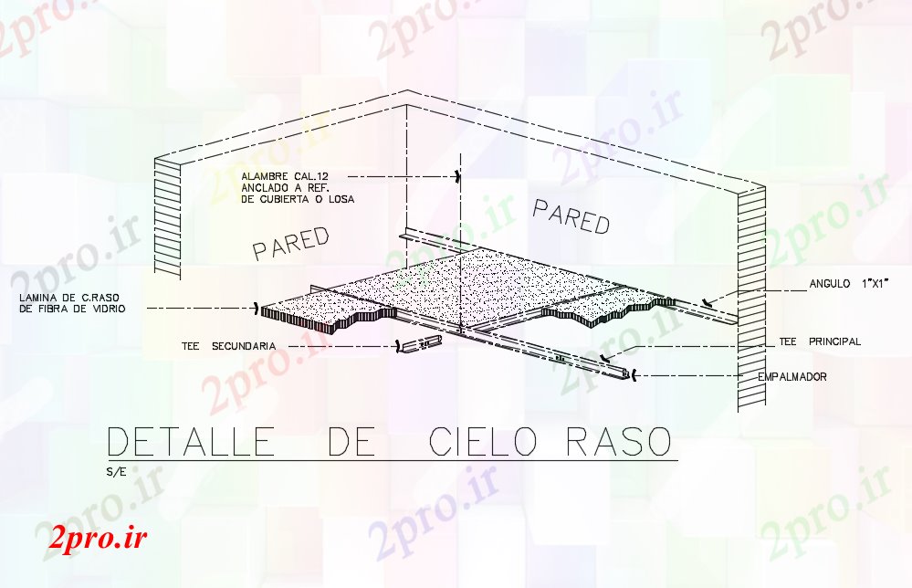 دانلود نقشه جزئیات ساخت و ساز  ساخت و ساز با سقف نمای ایزومتریک (کد81445)