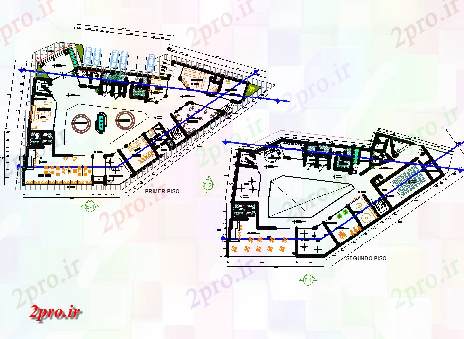 دانلود نقشه ساختمان اداری - تجاری - صنعتی نوار مرکز بازار طرحی acd 38 در 63 متر (کد81447)