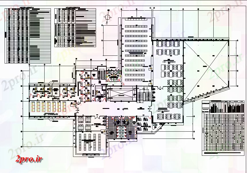 دانلود نقشه ساختمان دولتی ، سازمانی کتابخانه کار برنامه ریزی 45 در 67 متر (کد81464)