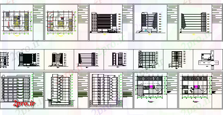 دانلود نقشه ساختمان اداری - تجاری - صنعتی چند دان ساختمان اداری پروژه معماری 20 در 34 متر (کد81497)