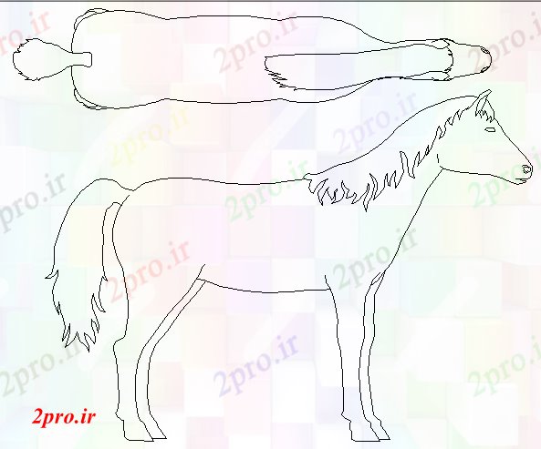 دانلود نقشه بلوک حیوانات پهلوی اسب خلاق و  صفحه  بلوک طراحی (کد81537)