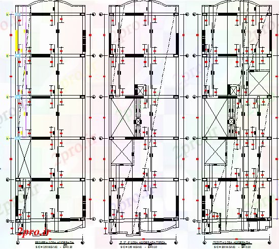 دانلود نقشه ساختمان اداری - تجاری - صنعتی همه طبقه طرحی کلی و ساختار جزئیات ساختمان اداری 14 در 45 متر (کد81565)
