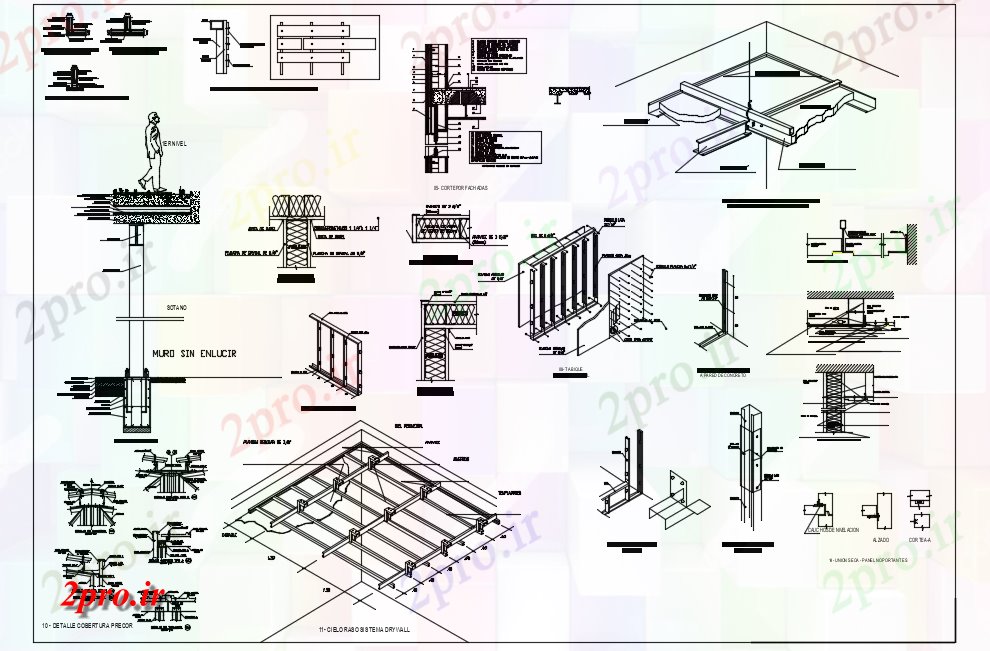 دانلود نقشه جزئیات ساختار جزئیات موج نو ساخت و ساز (کد81629)