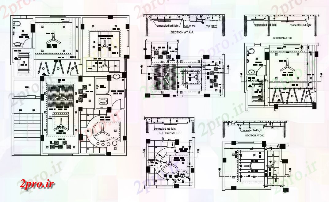 دانلود نقشه خانه مسکونی ، ویلاخانه سقف طرح 9 در 10 متر (کد81637)
