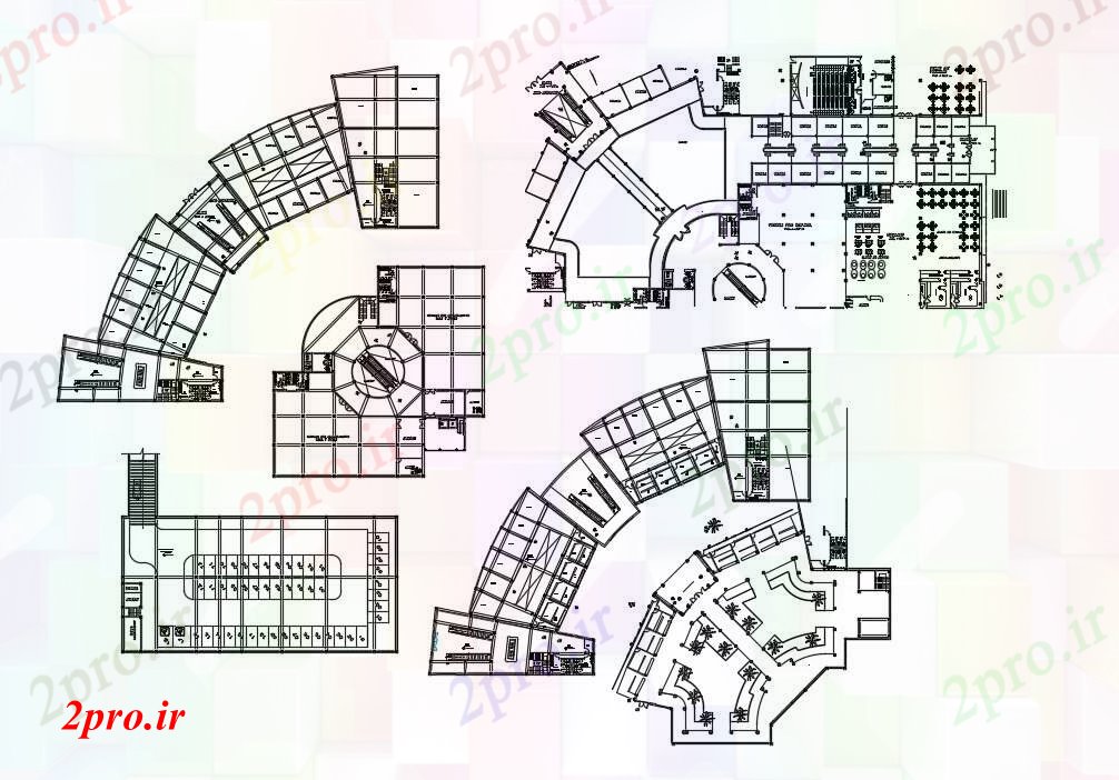 دانلود نقشه هایپر مارکت - مرکز خرید - فروشگاه طرحی مرکز تجاری 52 در 52 متر (کد81639)