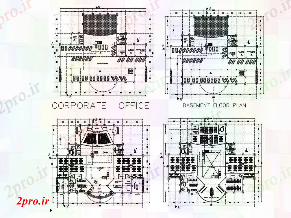 دانلود نقشه ساختمان اداری - تجاری - صنعتی شرکت طرحی دفتر 67 در 74 متر (کد81689)